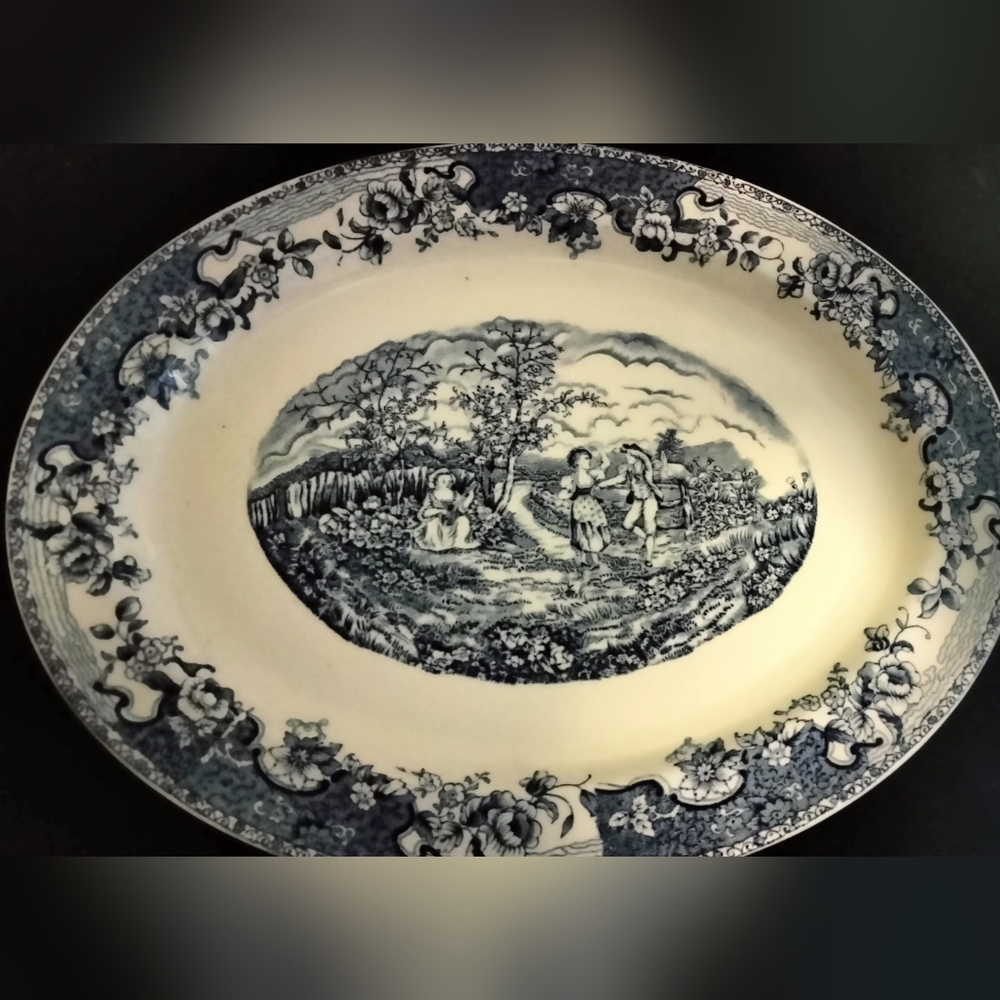 Blue England large platter plate playtime 16 x 12.5
